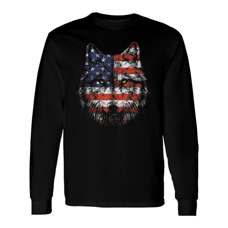 Wolf American Flag July 4Th Tank Top Long Sleeve T-Shirt