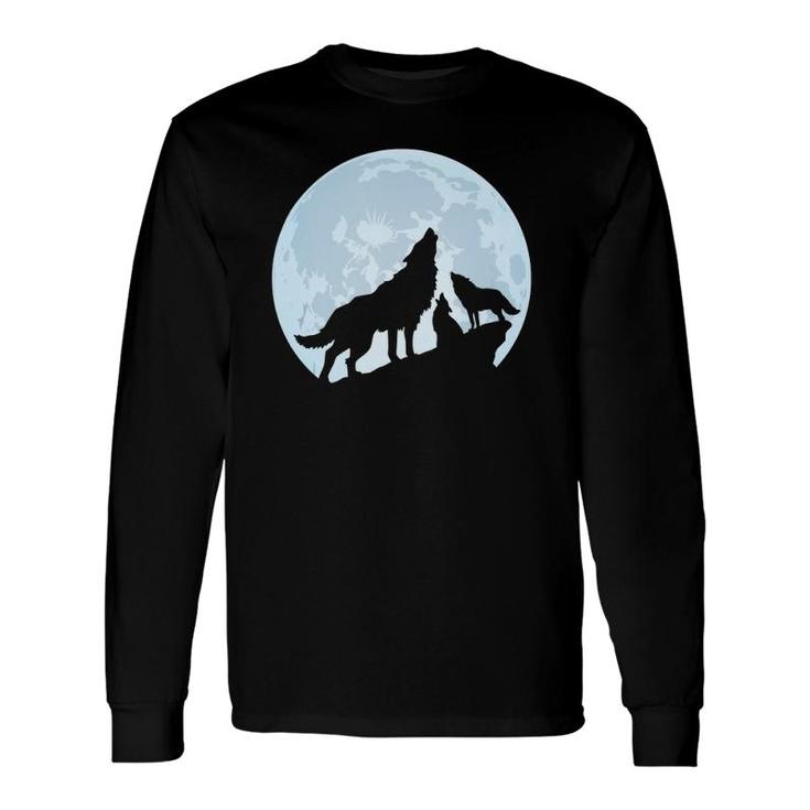 Wolf Howling At The Moon S Three Wolves Tee Tank Top Long Sleeve T-Shirt