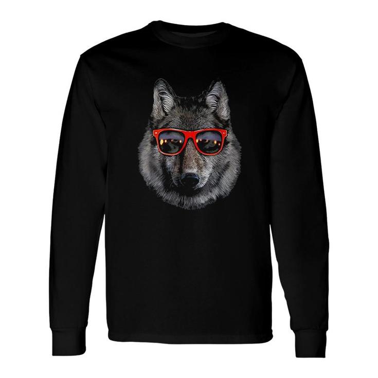 Wolf In Retro Sunglass Frame Wolves Long Sleeve T-Shirt
