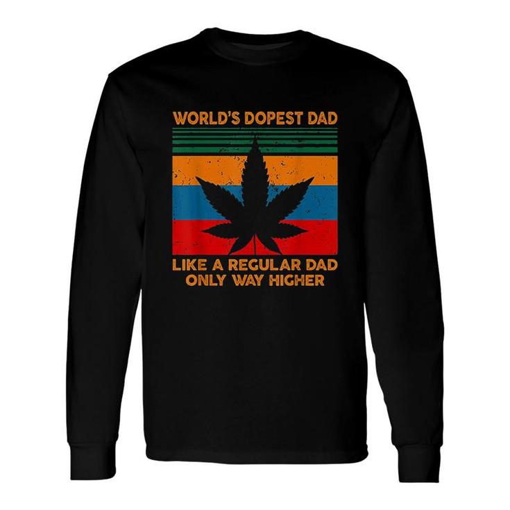Worlds Dopest Dad Weed Cannabis Vintage Color Long Sleeve T-Shirt