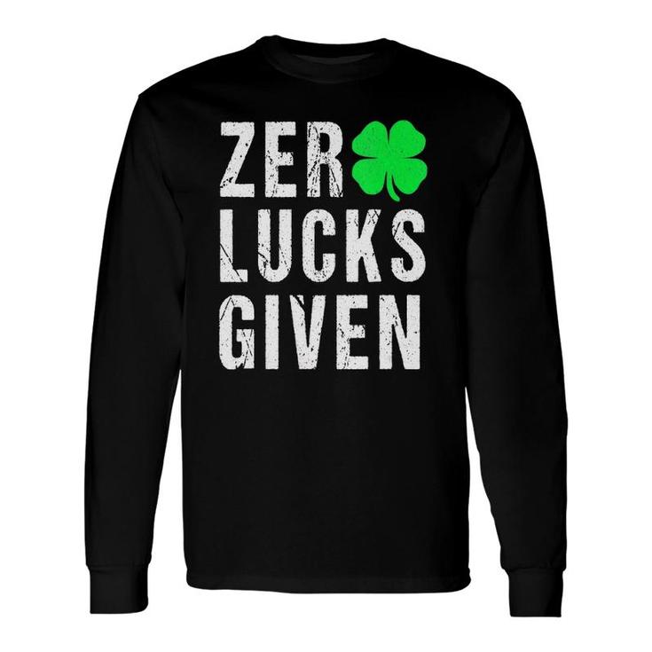 Zero Lucks Given Irish Sayings Adults Saint Patrick's Day V-Neck Long Sleeve T-Shirt T-Shirt