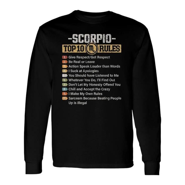 Zodiac Sign Top 10 Rules Of Scorpio Graphic Long Sleeve T-Shirt T-Shirt