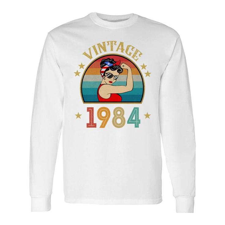 38Th Birthday 38 Years Old For Women Retro Vintage 1984 Long Sleeve T-Shirt