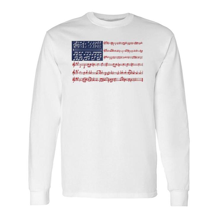 4Th Of July National Anthem Music Note Usa Flag Long Sleeve T-Shirt T-Shirt