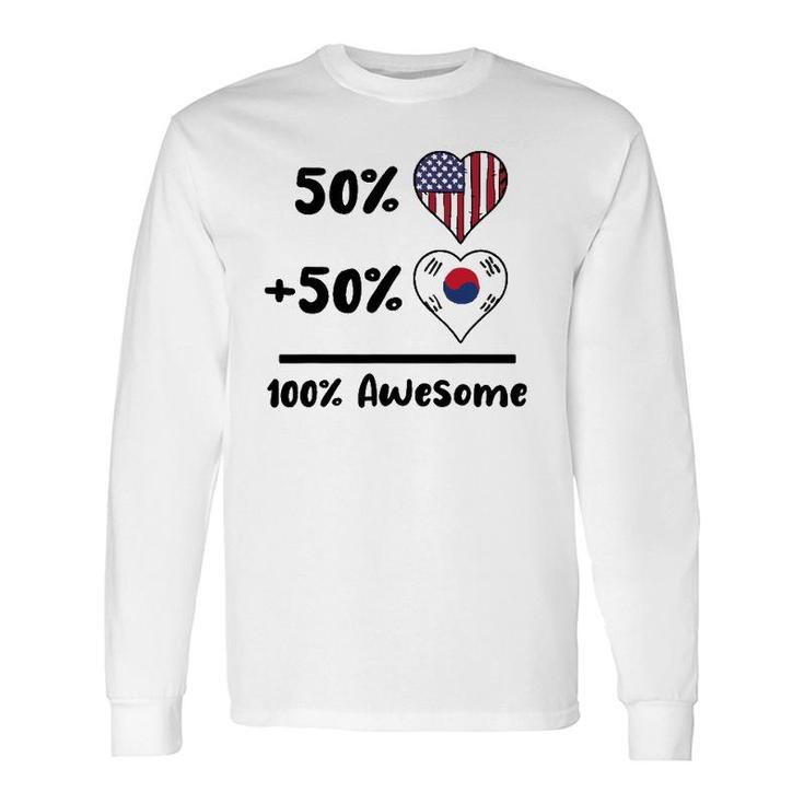 50 American 50 Korean 100 Awesome South Korea Heart Flag Long Sleeve T-Shirt T-Shirt