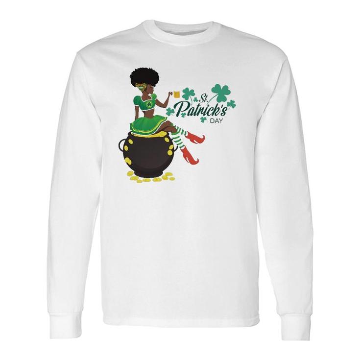 African American Female Leprechaun Beer Long Sleeve T-Shirt T-Shirt