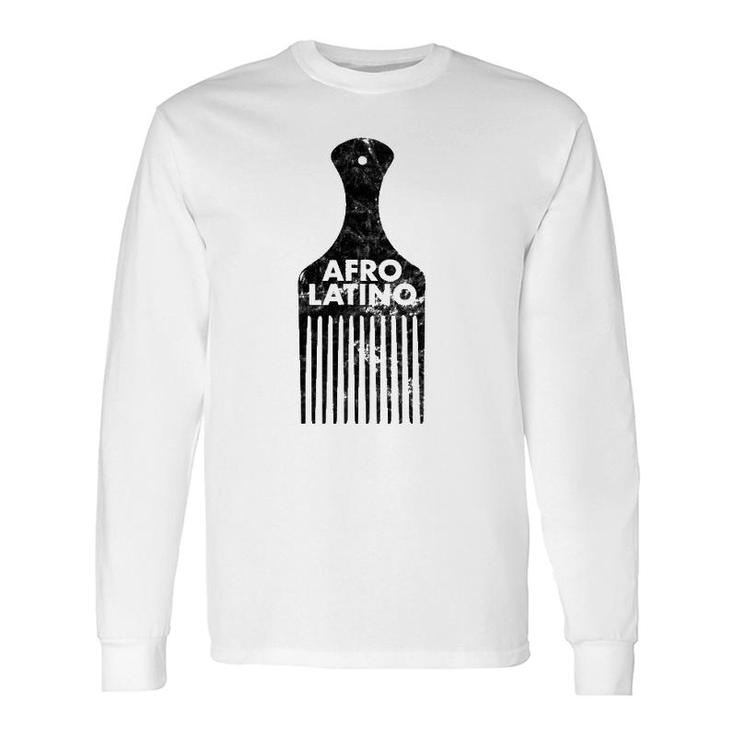 Afro Latino Hair Pick Distressed Vintage Look Long Sleeve T-Shirt T-Shirt
