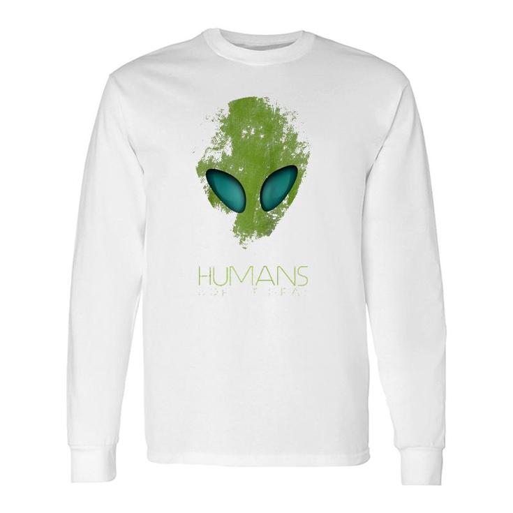 Alien Humans Aren't Real Cute Ufo Raglan Baseball Tee Long Sleeve T-Shirt T-Shirt