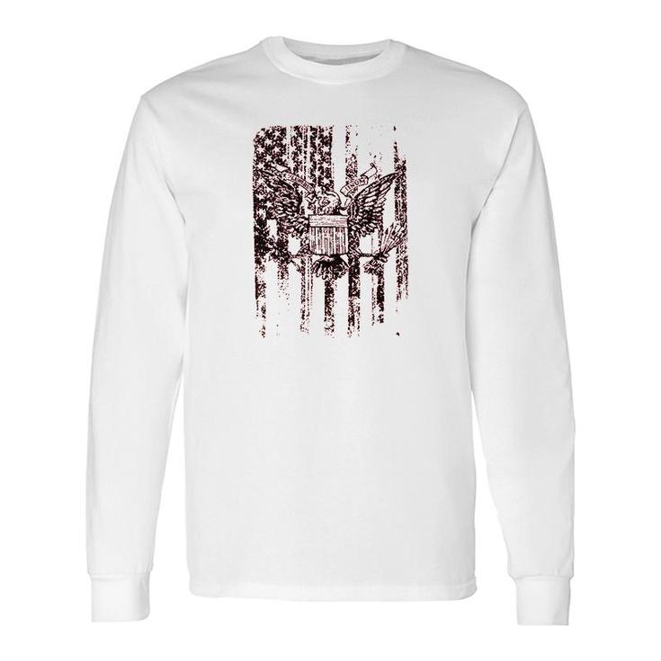 American Flag Bald Eagle Long Sleeve T-Shirt