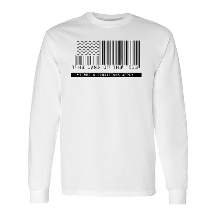 American Flag The Land Of The Free Barcode Long Sleeve T-Shirt