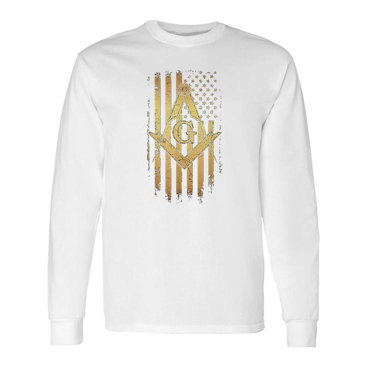 American Flag Square And Compass Long Sleeve T-Shirt