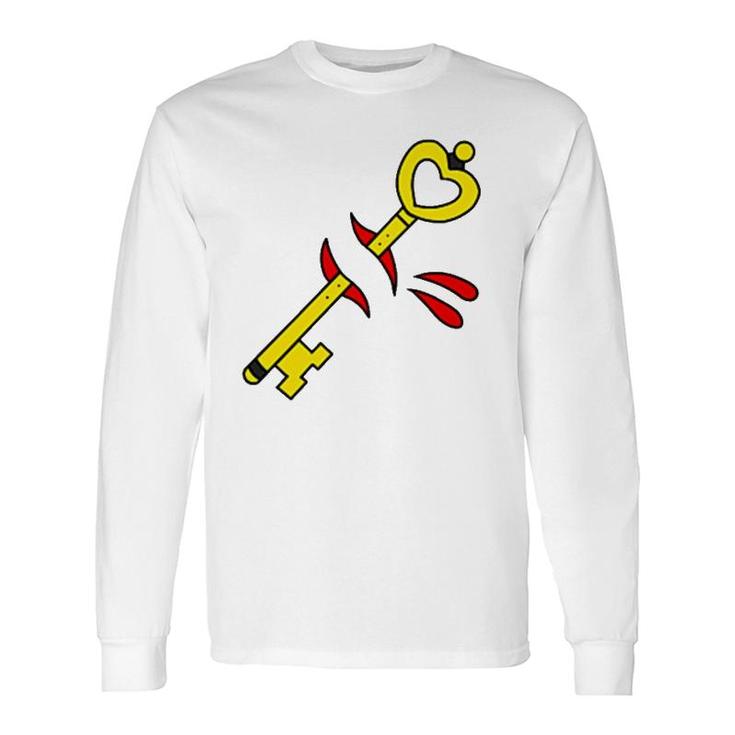 American Traditional Tattoo Style Key Over Heart Long Sleeve T-Shirt T-Shirt