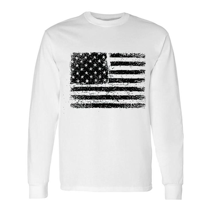 American Us Flag On A Dark Heather Long Sleeve T-Shirt T-Shirt