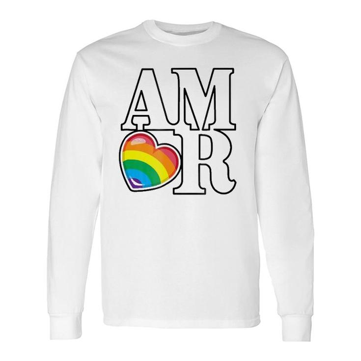 Amor Rainbow Heart Love Long Sleeve T-Shirt T-Shirt