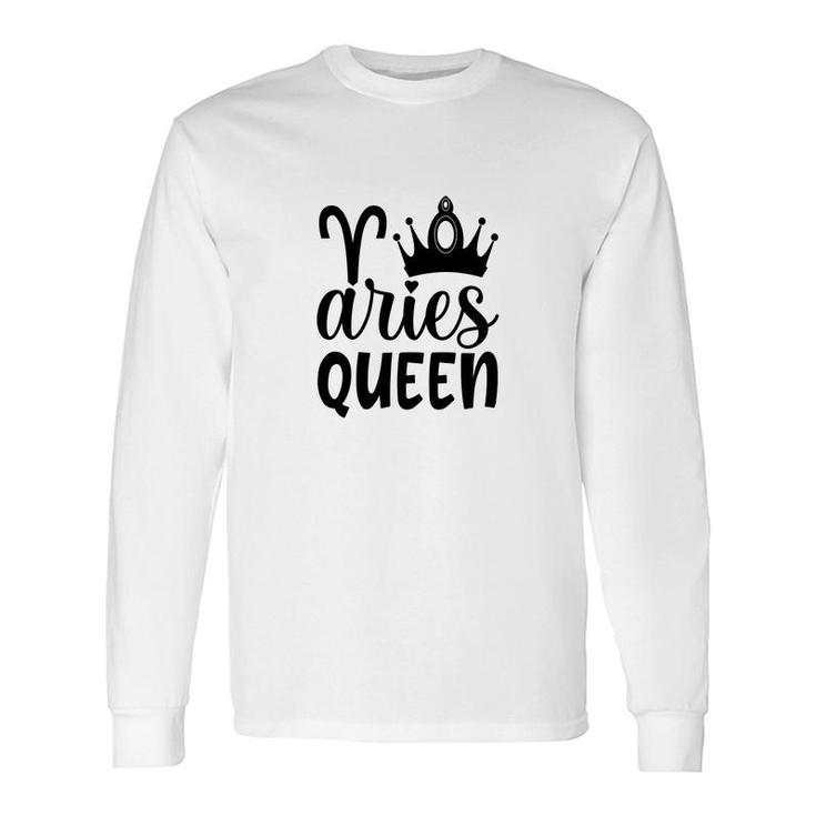 Aries Girl Black Crown For Cool Queen Black Art Birthday Long Sleeve T-Shirt