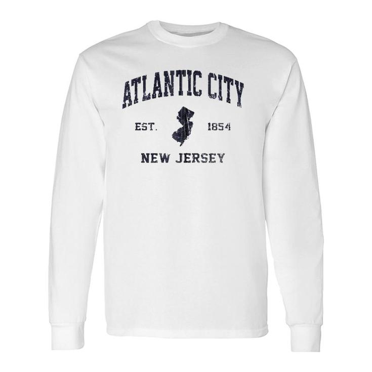 Atlantic City New Jersey Nj Vintage State Athletic Style Zip Long Sleeve T-Shirt T-Shirt