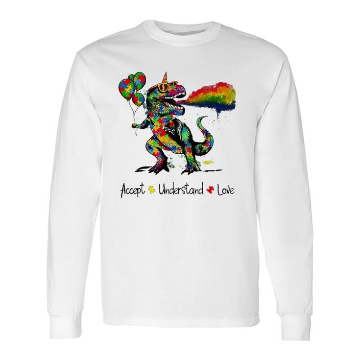 Autism Awareness Accept Understand Love Dinosaur Watercolor Long Sleeve T-Shirt T-Shirt