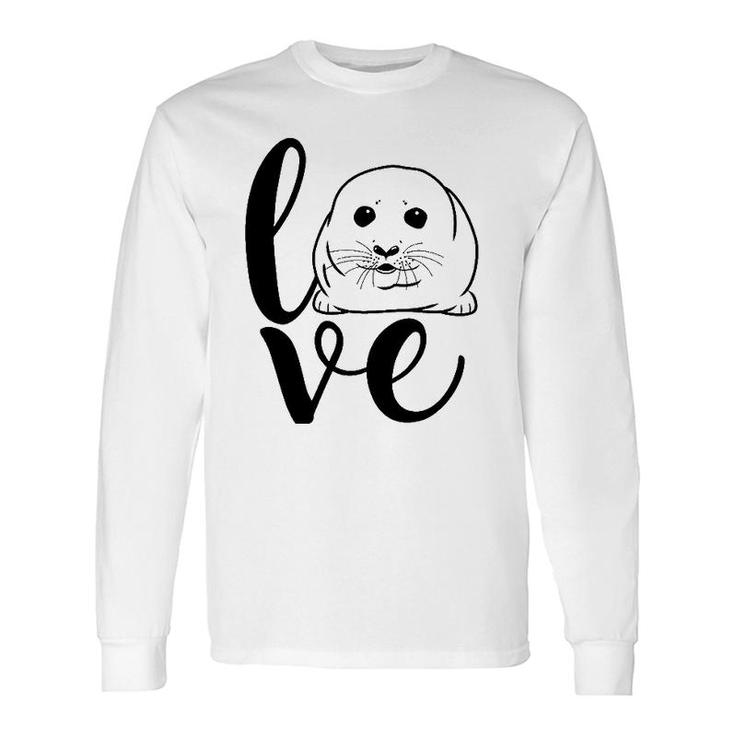 Baby Harp Seal Letter Print Love Long Sleeve T-Shirt T-Shirt