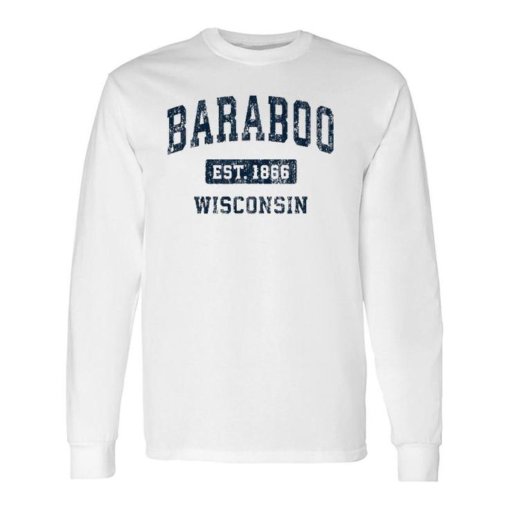Baraboo Wisconsin Wi Vintage Sports Navy Long Sleeve T-Shirt