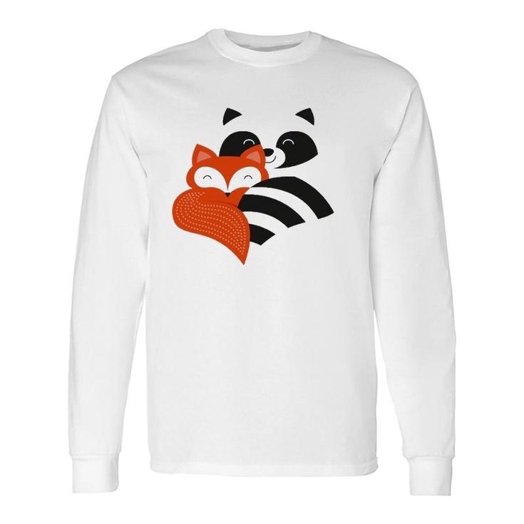 Best Friends Cute Fox & Raccoon Long Sleeve T-Shirt T-Shirt