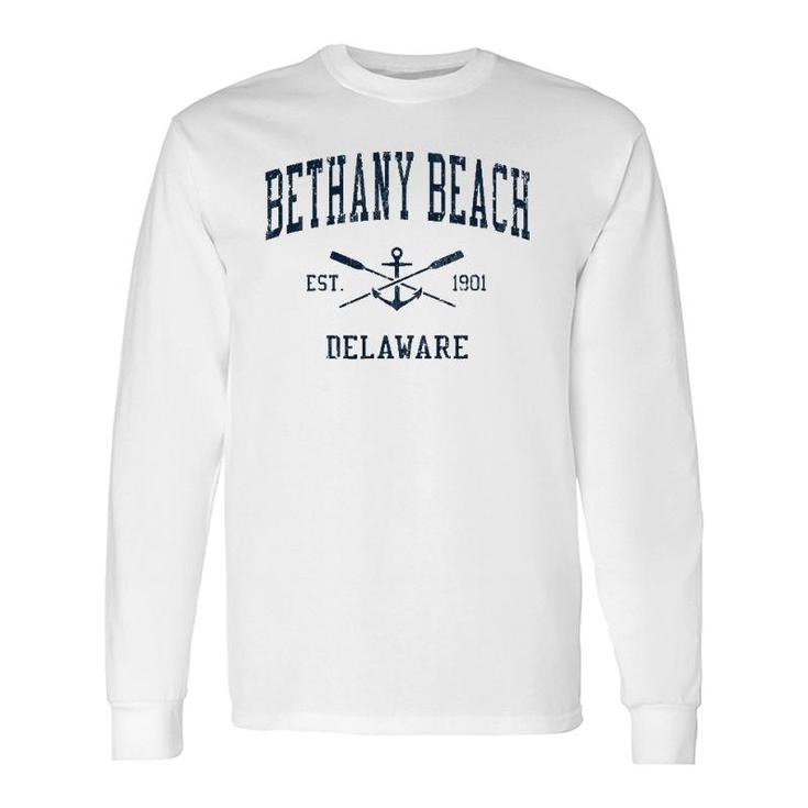 Bethany Beach De Vintage Navy Crossed Oars & Boat Anchor Long Sleeve T-Shirt T-Shirt