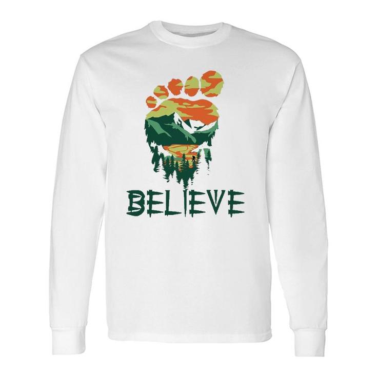 Bigfoot Sasquatch Foot Yeti Believe Camping Hiking Lover Long Sleeve T-Shirt T-Shirt