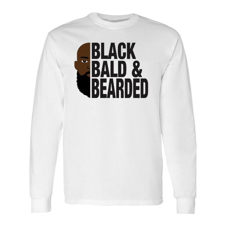 Black Bald And Bearded Face Father's Day Long Sleeve T-Shirt T-Shirt