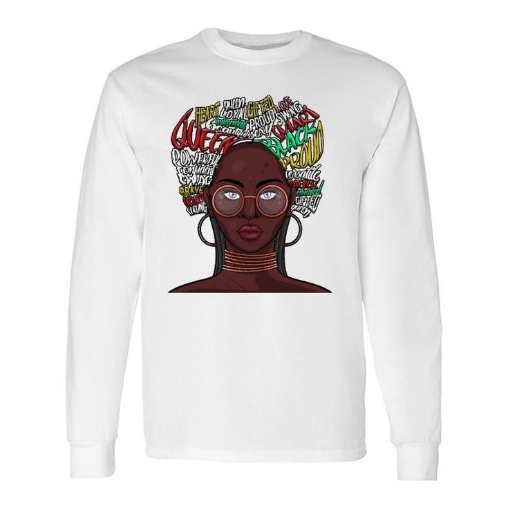 Black Queen S For African American Natural Afro Long Sleeve T-Shirt T-Shirt