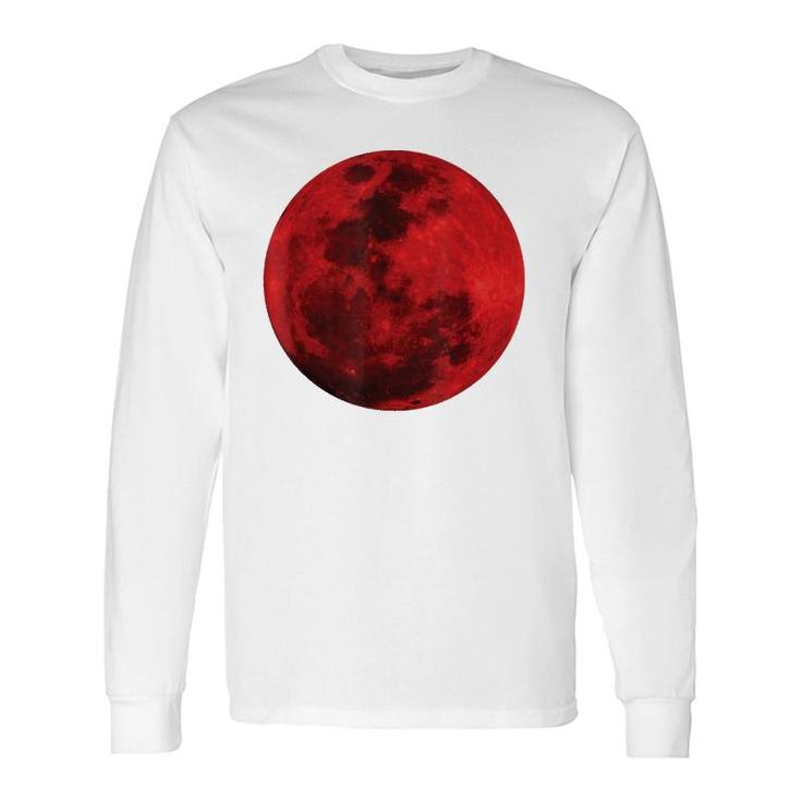Blood Red Full Moon Space Long Sleeve T-Shirt