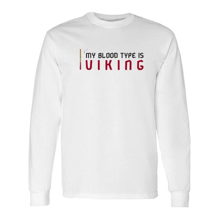 My Blood Type Is Viking Norse Mythology God V-Neck Long Sleeve T-Shirt