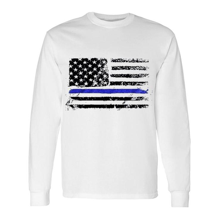 Blue American Flag Long Sleeve T-Shirt T-Shirt