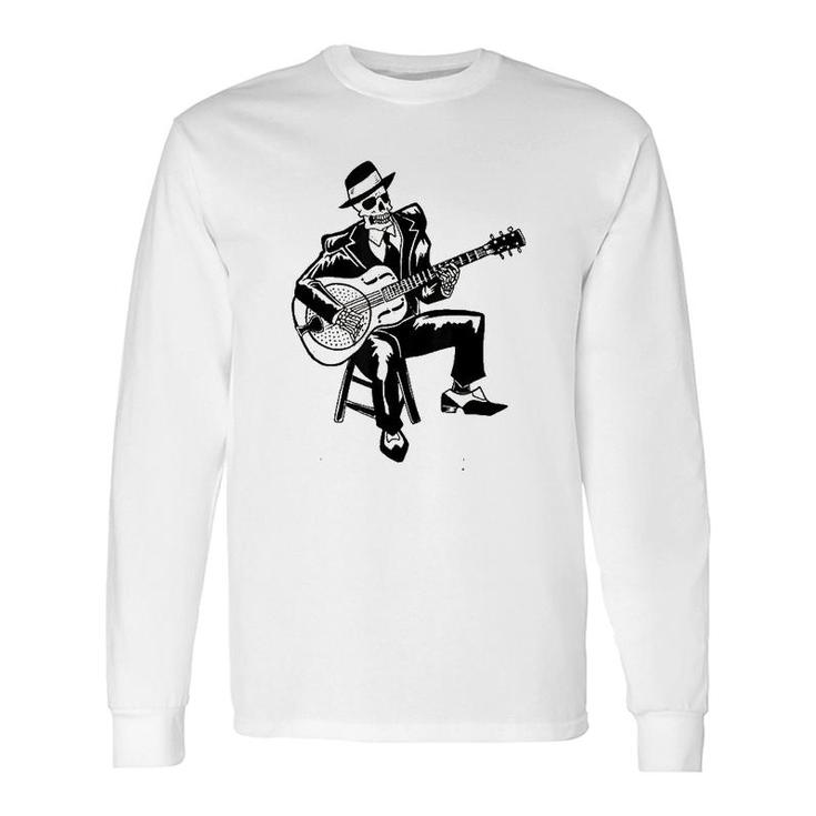 Blues Music Skeleton Bluesman Long Sleeve T-Shirt T-Shirt