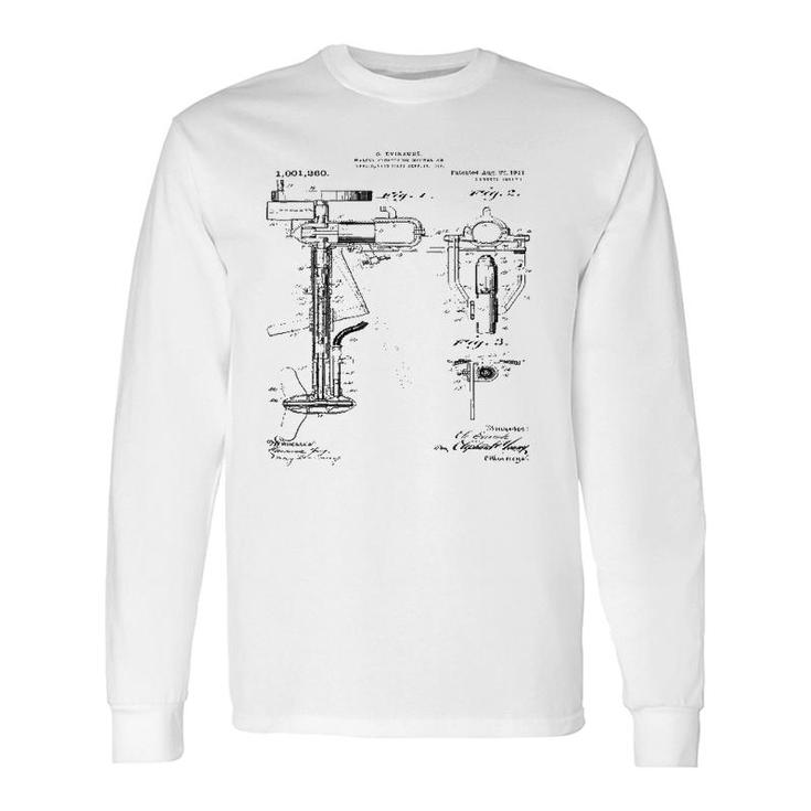 Boat Motor Patent Print Drawing Long Sleeve T-Shirt