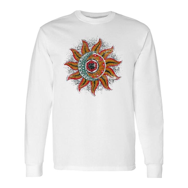 Boho Outer Space Sun Crescent Moon Universe Astronomy Long Sleeve T-Shirt