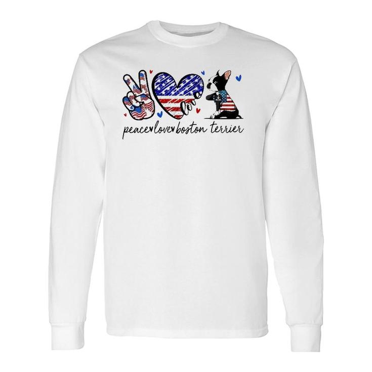 Boston Terrier Dog Lover Usa Flag 4Th Of July Long Sleeve T-Shirt T-Shirt