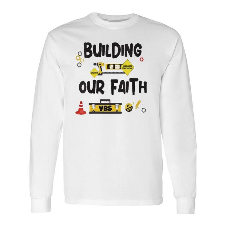 Building Faith 2021 Vbs Concrete Cranes Construction Tools V-Neck Long Sleeve T-Shirt