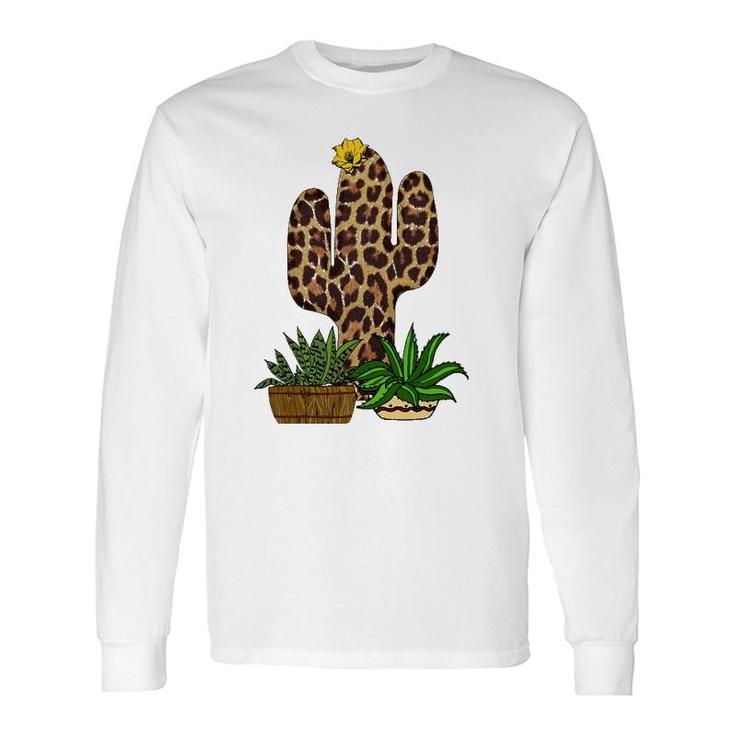 Cactus Leopard Print Succulent Plant Lover Long Sleeve T-Shirt