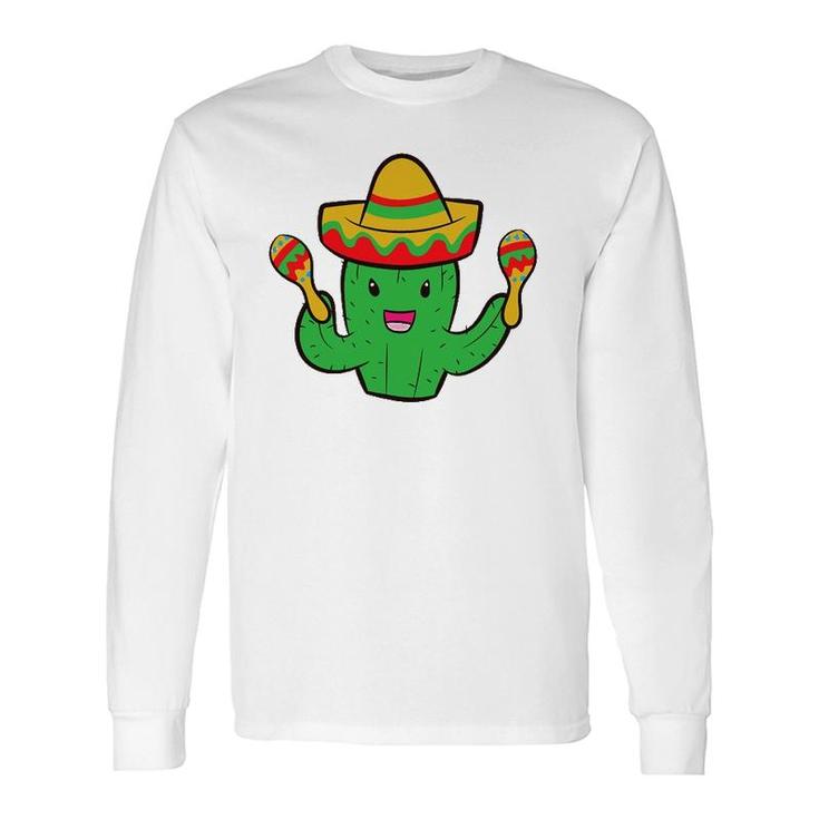 Cactus With Sombrero Cinco De Mayo Mexican Cactus Long Sleeve T-Shirt T-Shirt