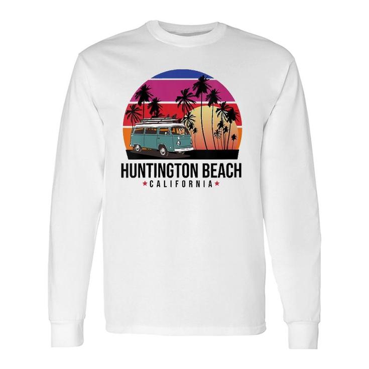 California Huntington Beach Retro Surfer V-Neck Long Sleeve T-Shirt T-Shirt