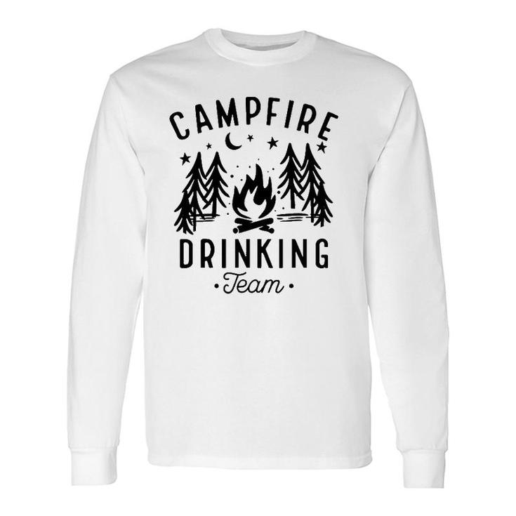 Campfire Drinking Team Happy Camper Camping Long Sleeve T-Shirt T-Shirt