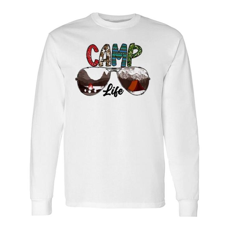 Camping Life With Sunglasses Sunset Tent Long Sleeve T-Shirt T-Shirt