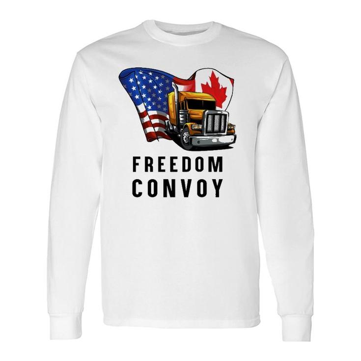 Canada Flag Freedom Convoy 2022 Canadian Trucker Maple Leaf Long Sleeve T-Shirt T-Shirt