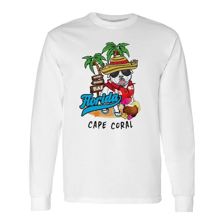 Cape Coral Florida Beach Party Bulldog Sunglasses Souvenir Long Sleeve T-Shirt T-Shirt