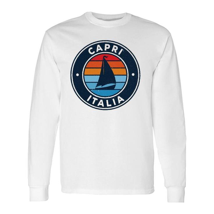 Capri Italy Vintage Sailboat Retro 70S Long Sleeve T-Shirt T-Shirt