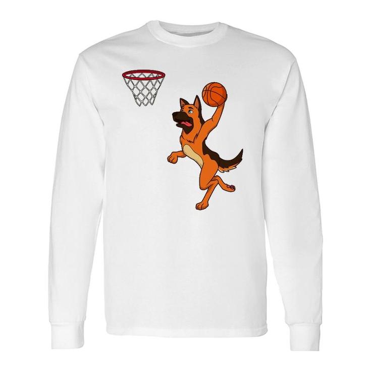 Cartoon Shepherd Dog Playing Basketball Long Sleeve T-Shirt T-Shirt