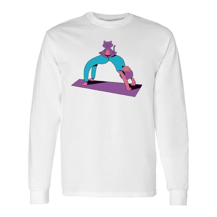 Cat Kitten Yoga Lovers Meditation Long Sleeve T-Shirt T-Shirt