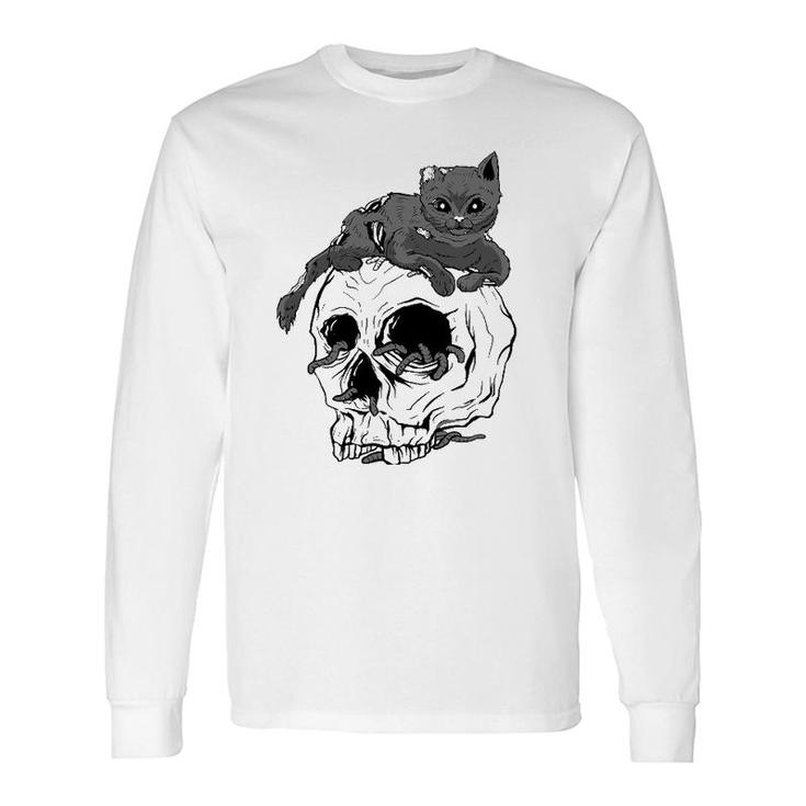 Cat Skull Occult Pagan Goth Long Sleeve T-Shirt T-Shirt