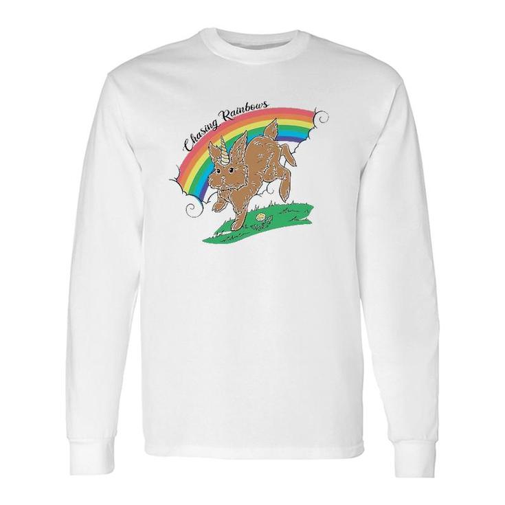 Chasing Rainbows Bunnicorn Art Rabbit Lover Long Sleeve T-Shirt T-Shirt