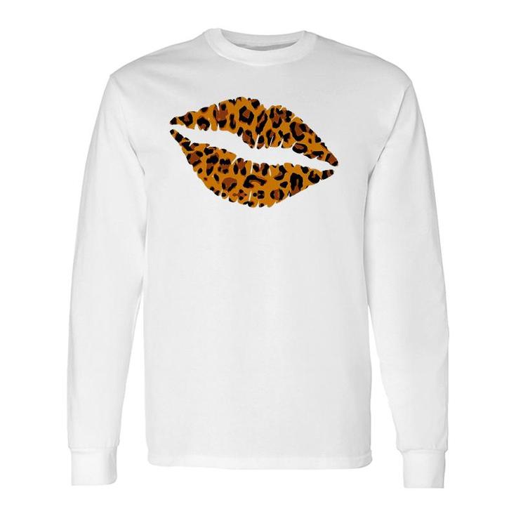 Cheetah Print Kissing Lips Leopard Pattern Kiss Long Sleeve T-Shirt