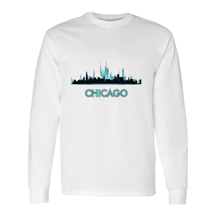 Chicago Skyline Windy City Lovers Nice Souvenir Premium Long Sleeve T-Shirt